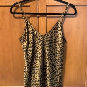 NWOT a new day Leopard Midi Satin Finish Slip Dress